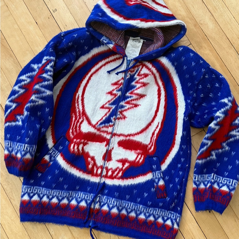 Grateful Dead Blue and Red Zip Up Sweater - Picture 3 of 3